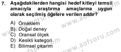 Uluslararası İlişkilerde Araştırma Yöntemleri Dersi 2013 - 2014 Yılı Tek Ders Sınav Soruları 7. Soru