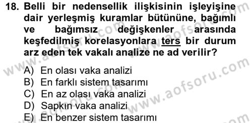 Uluslararası İlişkilerde Araştırma Yöntemleri Dersi 2014 - 2015 Yılı (Vize) Ara Sınav Soruları 18. Soru