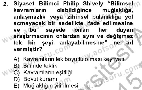 Uluslararası İlişkilerde Araştırma Yöntemleri Dersi 2014 - 2015 Yılı (Vize) Ara Sınav Soruları 2. Soru