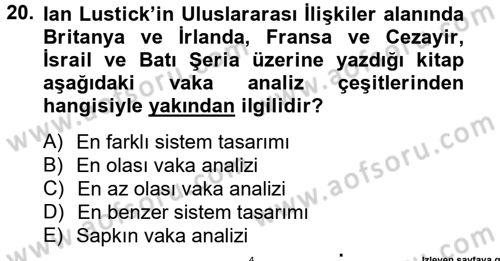 Uluslararası İlişkilerde Araştırma Yöntemleri Dersi 2014 - 2015 Yılı (Vize) Ara Sınav Soruları 20. Soru