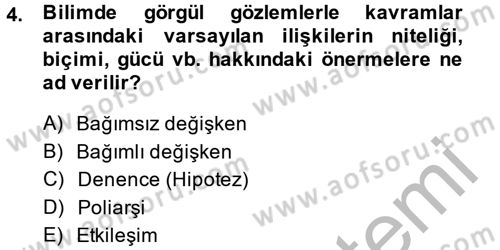 Uluslararası İlişkilerde Araştırma Yöntemleri Dersi 2014 - 2015 Yılı (Vize) Ara Sınav Soruları 4. Soru