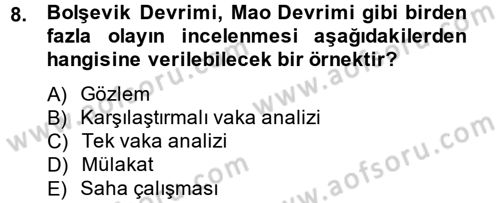 Uluslararası İlişkilerde Araştırma Yöntemleri Dersi 2014 - 2015 Yılı (Vize) Ara Sınav Soruları 8. Soru
