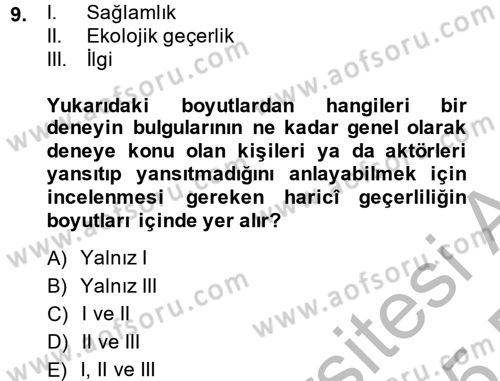 Uluslararası İlişkilerde Araştırma Yöntemleri Dersi 2014 - 2015 Yılı (Vize) Ara Sınav Soruları 9. Soru