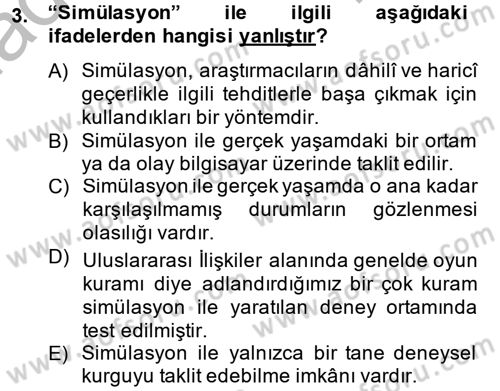 Uluslararası İlişkilerde Araştırma Yöntemleri Dersi 2014 - 2015 Yılı (Final) Dönem Sonu Sınavı 3. Soru