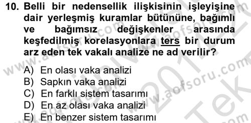 Uluslararası İlişkilerde Araştırma Yöntemleri Dersi 2014 - 2015 Yılı Tek Ders Sınav Soruları 10. Soru