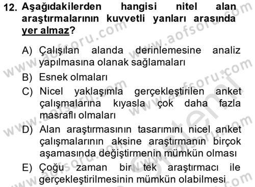 Uluslararası İlişkilerde Araştırma Yöntemleri Dersi 2014 - 2015 Yılı Tek Ders Sınav Soruları 12. Soru