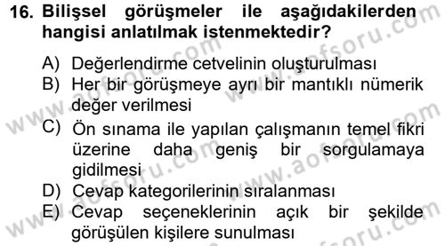 Uluslararası İlişkilerde Araştırma Yöntemleri Dersi 2014 - 2015 Yılı Tek Ders Sınav Soruları 16. Soru