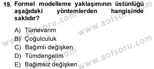 Uluslararası İlişkilerde Araştırma Yöntemleri Dersi 2014 - 2015 Yılı Tek Ders Sınav Soruları 19. Soru