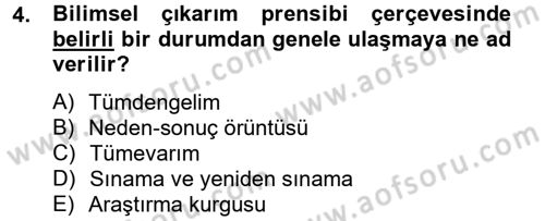 Uluslararası İlişkilerde Araştırma Yöntemleri Dersi 2014 - 2015 Yılı Tek Ders Sınav Soruları 4. Soru