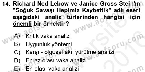 Uluslararası İlişkilerde Araştırma Yöntemleri Dersi 2015 - 2016 Yılı (Vize) Ara Sınav Soruları 14. Soru