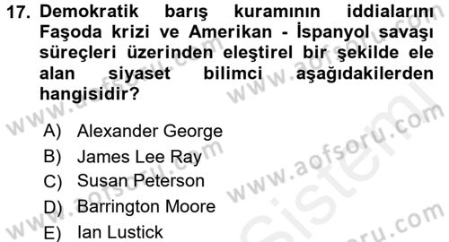 Uluslararası İlişkilerde Araştırma Yöntemleri Dersi 2015 - 2016 Yılı (Vize) Ara Sınav Soruları 17. Soru