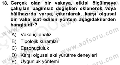 Uluslararası İlişkilerde Araştırma Yöntemleri Dersi 2015 - 2016 Yılı (Vize) Ara Sınav Soruları 18. Soru