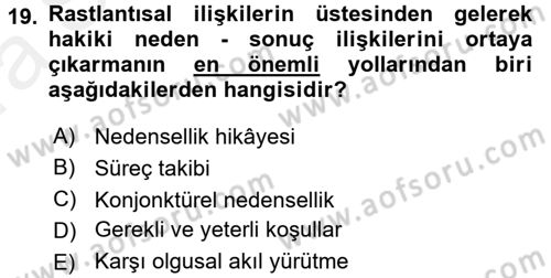 Uluslararası İlişkilerde Araştırma Yöntemleri Dersi 2015 - 2016 Yılı (Vize) Ara Sınav Soruları 19. Soru