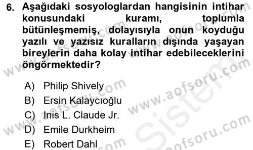 Uluslararası İlişkilerde Araştırma Yöntemleri Dersi 2015 - 2016 Yılı (Vize) Ara Sınav Soruları 6. Soru