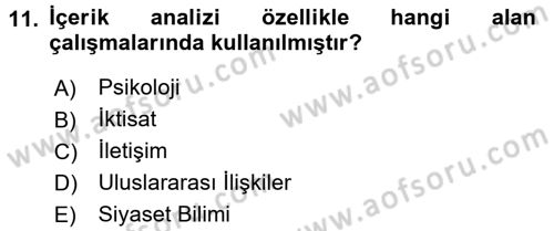 Uluslararası İlişkilerde Araştırma Yöntemleri Dersi 2015 - 2016 Yılı (Final) Dönem Sonu Sınav Soruları 11. Soru