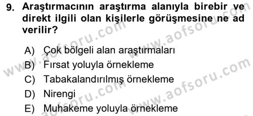 Uluslararası İlişkilerde Araştırma Yöntemleri Dersi 2015 - 2016 Yılı (Final) Dönem Sonu Sınav Soruları 9. Soru
