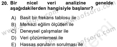 Uluslararası İlişkilerde Araştırma Yöntemleri Dersi 2015 - 2016 Yılı Tek Ders Sınav Soruları 20. Soru