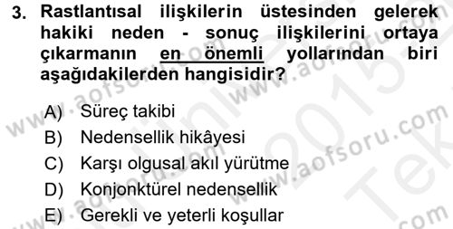 Uluslararası İlişkilerde Araştırma Yöntemleri Dersi 2015 - 2016 Yılı Tek Ders Sınav Soruları 3. Soru