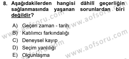 Uluslararası İlişkilerde Araştırma Yöntemleri Dersi 2015 - 2016 Yılı Tek Ders Sınav Soruları 8. Soru