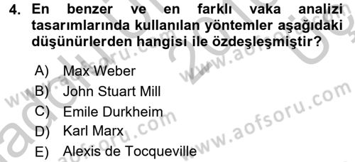 Uluslararası İlişkilerde Araştırma Yöntemleri Dersi 2016 - 2017 Yılı 3 Ders Sınav Soruları 4. Soru