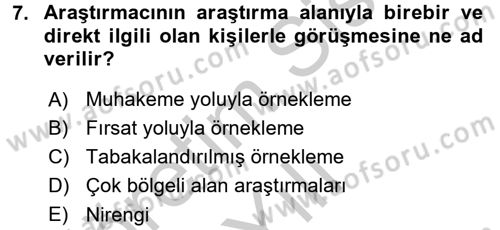Uluslararası İlişkilerde Araştırma Yöntemleri Dersi 2016 - 2017 Yılı 3 Ders Sınav Soruları 7. Soru