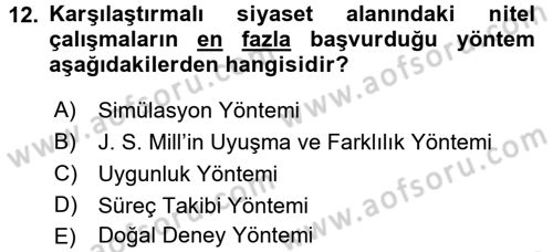 Uluslararası İlişkilerde Araştırma Yöntemleri Dersi 2016 - 2017 Yılı (Vize) Ara Sınav Soruları 12. Soru