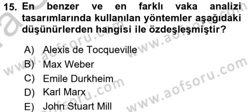 Uluslararası İlişkilerde Araştırma Yöntemleri Dersi 2016 - 2017 Yılı (Vize) Ara Sınav Soruları 15. Soru