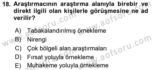 Uluslararası İlişkilerde Araştırma Yöntemleri Dersi 2017 - 2018 Yılı 3 Ders Sınav Soruları 18. Soru