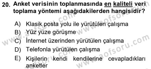Uluslararası İlişkilerde Araştırma Yöntemleri Dersi 2017 - 2018 Yılı 3 Ders Sınav Soruları 20. Soru