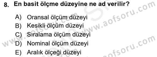 Uluslararası İlişkilerde Araştırma Yöntemleri Dersi 2017 - 2018 Yılı 3 Ders Sınav Soruları 8. Soru