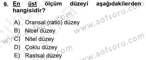 Uluslararası İlişkilerde Araştırma Yöntemleri Dersi 2017 - 2018 Yılı 3 Ders Sınav Soruları 9. Soru