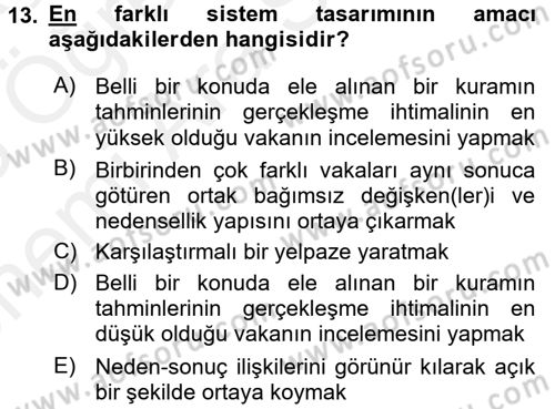 Uluslararası İlişkilerde Araştırma Yöntemleri Dersi 2017 - 2018 Yılı (Vize) Ara Sınav Soruları 13. Soru