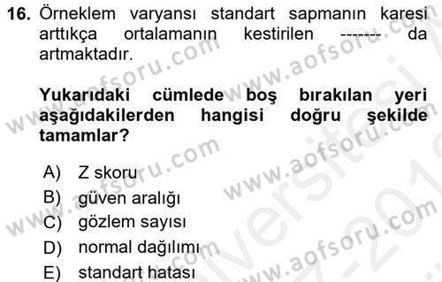 Uluslararası İlişkilerde Araştırma Yöntemleri Dersi 2017 - 2018 Yılı (Vize) Ara Sınav Soruları 16. Soru
