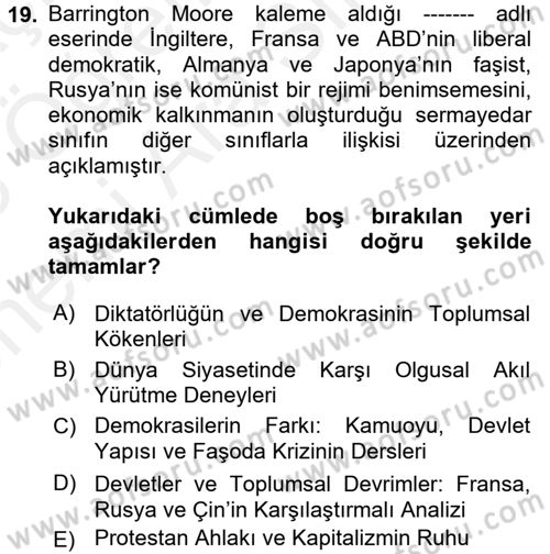 Uluslararası İlişkilerde Araştırma Yöntemleri Dersi 2017 - 2018 Yılı (Vize) Ara Sınav Soruları 19. Soru