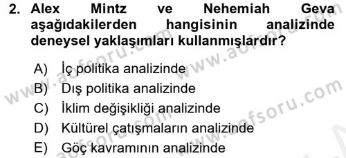 Uluslararası İlişkilerde Araştırma Yöntemleri Dersi 2017 - 2018 Yılı (Vize) Ara Sınav Soruları 2. Soru