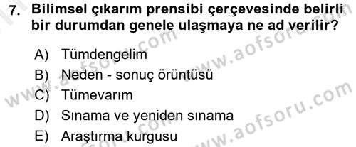 Uluslararası İlişkilerde Araştırma Yöntemleri Dersi 2017 - 2018 Yılı (Vize) Ara Sınav Soruları 7. Soru