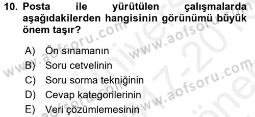 Uluslararası İlişkilerde Araştırma Yöntemleri Dersi 2017 - 2018 Yılı (Final) Dönem Sonu Sınav Soruları 10. Soru