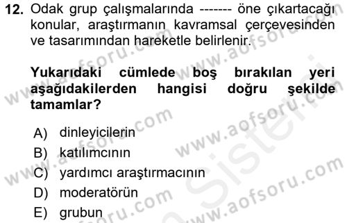 Uluslararası İlişkilerde Araştırma Yöntemleri Dersi 2017 - 2018 Yılı (Final) Dönem Sonu Sınav Soruları 12. Soru