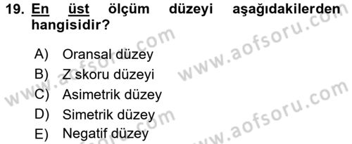 Uluslararası İlişkilerde Araştırma Yöntemleri Dersi 2017 - 2018 Yılı (Final) Dönem Sonu Sınav Soruları 19. Soru