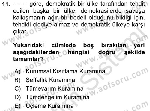 Uluslararası İlişkilerde Araştırma Yöntemleri Dersi 2018 - 2019 Yılı 3 Ders Sınav Soruları 11. Soru