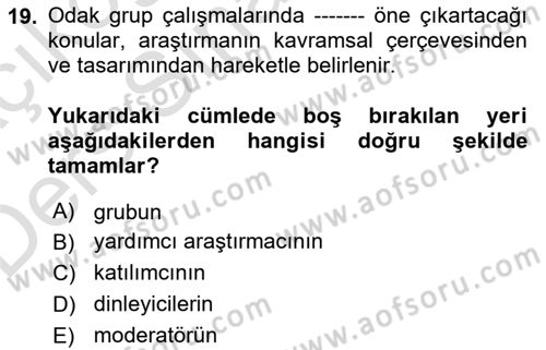 Uluslararası İlişkilerde Araştırma Yöntemleri Dersi 2018 - 2019 Yılı 3 Ders Sınav Soruları 19. Soru