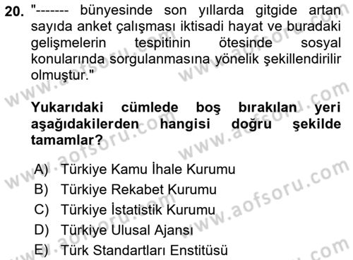 Uluslararası İlişkilerde Araştırma Yöntemleri Dersi 2018 - 2019 Yılı 3 Ders Sınav Soruları 20. Soru