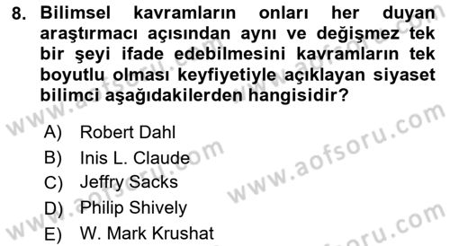 Uluslararası İlişkilerde Araştırma Yöntemleri Dersi 2018 - 2019 Yılı 3 Ders Sınav Soruları 8. Soru