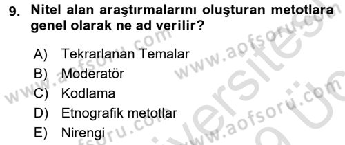 Uluslararası İlişkilerde Araştırma Yöntemleri Dersi 2018 - 2019 Yılı 3 Ders Sınavı 9. Soru