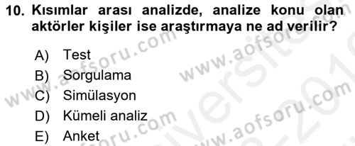 Uluslararası İlişkilerde Araştırma Yöntemleri Dersi 2018 - 2019 Yılı (Vize) Ara Sınav Soruları 10. Soru