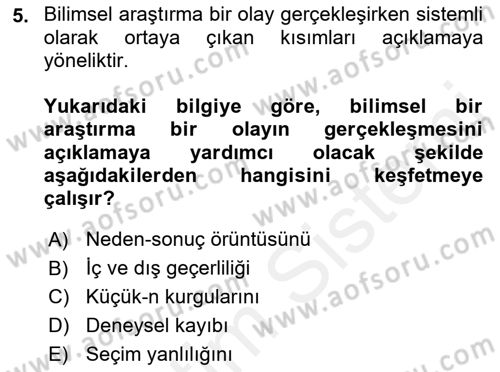 Uluslararası İlişkilerde Araştırma Yöntemleri Dersi 2018 - 2019 Yılı (Vize) Ara Sınav Soruları 5. Soru