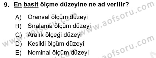 Uluslararası İlişkilerde Araştırma Yöntemleri Dersi 2018 - 2019 Yılı (Vize) Ara Sınav Soruları 9. Soru