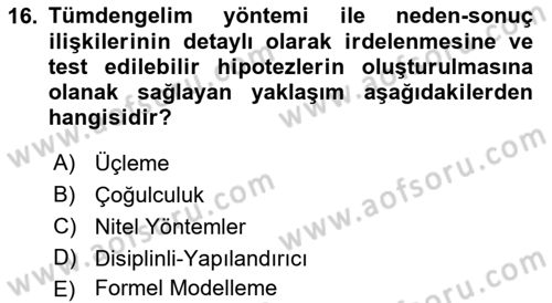 Uluslararası İlişkilerde Araştırma Yöntemleri Dersi 2018 - 2019 Yılı (Final) Dönem Sonu Sınav Soruları 16. Soru