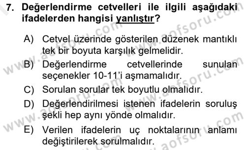 Uluslararası İlişkilerde Araştırma Yöntemleri Dersi 2018 - 2019 Yılı (Final) Dönem Sonu Sınavı 7. Soru