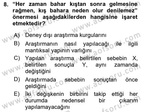Uluslararası İlişkilerde Araştırma Yöntemleri Dersi 2018 - 2019 Yılı Yaz Okulu Sınav Soruları 8. Soru